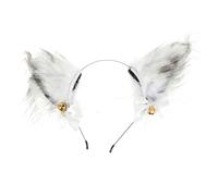 MAJORMENCH Cosplay Plush Fox Ears Headband with Bells, White Foxes Ears Hair Band for Masquerade, Party Hair Accessories for Women and Halloween Costume