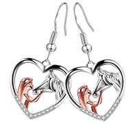 MAJORMENCH Creative Girl Kiss Horse Drop Earrings for Women Lightweight Alloy Vintage Style Dangly Jewelry Gift for Friends and Family