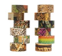 MAJORMENCH Decorative Set Animal Printed 15mm 12 Rolls Washi Tape