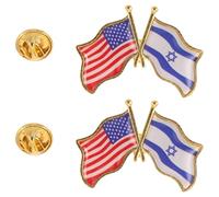 MAJORMENCH Double Flag Lapel Pin Brooches 2Pcs Metal Souvenir Badges with Protective Coating for Jackets and Bags Celebrating US Israel Friendship