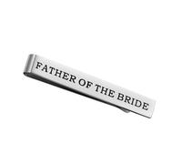 MAJORMENCH Double-sided Engraved Titanium Steel Tie Clip for Father of The Bride Wedding Necktie Clasp Groom Suit Accessory