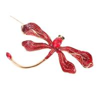 MAJORMENCH Dragonfly Brooch Dragonfly Lapel Pin Vintage Alloy Rhinestone Embellishment Scratch-resistant Women Suit Wedding Creative Red Brooch
