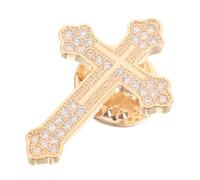 MAJORMENCH Elegant Golden Cross Brooch Brass Material with Zircon Accents Comfortable Wearing and Enduring Brilliance for Men and Women for Formal Occasions and Business Meetings