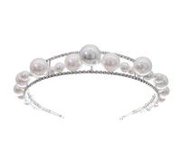 MAJORMENCH Elegant Silver Crown Bridal Headband with Pearls and Rhinestones, High-end Hair Decor for Women Suitable for Graduation Period, Lightweight Alloy Bridal Headpiece, Hair Supply