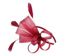 MAJORMENCH Elegant Wine Red Fascinator Headband with Faux Tea Party Hat for Women Comfortable Mesh Net Hair Accessory for Prom Cocktail Wedding and Formal Occasions