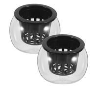 MAJORMENCH Fish Bowl for Easy Gardening and Reducing Maintenance Hydroponic Container Planter 2pcs with Slotted Net Cups Plastic Bowl Shape for Office and Workspace Decoration