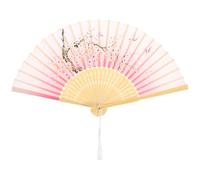 MAJORMENCH Foldable Dancing Fan for Women Portable Hand Fan with Pink Dragon and Plum Blossom Design for Festival Party and Dance