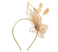 MAJORMENCH Gold Fascinator Headband with Mesh Flower Clip, Vintage 2-in-1 Hat for Women Formal Tea Parties and Weddings, One Size