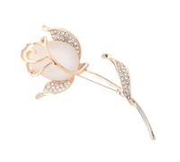 MAJORMENCH Golden Rose Brooch with Opal Cat’s Eye, Alloy Floral Breastpin for Women’s Wedding Corsage, Bridal Dress Accessory, Elegant Flower Pin for Special Occasions