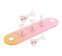 MAJORMENCH Gradient Iridescent Oval Nail Stands for Manicure Practice with 5 Pink-yellow Ombre Nail Tips and Training Display Long Strip Gold-silver for Salon Use