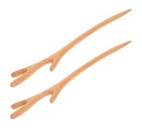 MAJORMENCH Hair Sticks Designed for Holding and Decorating Buns Handmade for Women 2pcs Peach Wood Vintage Hair Accessories Khaki Colour for Anniversaries and Parties