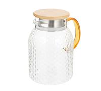 MAJORMENCH Hammered Glass Water Pitcher 4L with Steel lid and Heat Resistant Wide Mouth for Cold Beverage Serving at Home