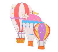 MAJORMENCH Hot Air Balloon Wall Decor, and Versatile Installation 3 Pcs Wooden Cutouts Space-Saving Design Minimalist Scandinavian Style for Small Apartments and Bedroom Decoration