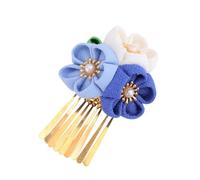 MAJORMENCH Japanese Style Hair Accessories Flower Hair Clip Soft Cloth Material Tassels Elegant Sweet Design for Those Who Love Wearing Hanfu at Tourism and Costume Party