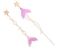 MAJORMENCH Mermaid Tail Long Drop Earrings for Women 1 Pair S925 Sterling Silver with Pearl Tassel Pendant Wedding Dangle Earrings Temperament Jewelry