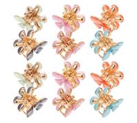 MAJORMENCH Mini Flower Hair Claw Clip for Women Crystal Accents, Lightweight Secure Grip 12pcs Metal Flower Barrettes Special Events and Parties