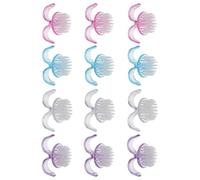 MAJORMENCH Mini Nail Art Dust Cleaner 12Pcs Round Plastic Brushes with Handle for Fingernails and Toes Portable for Travel Manicure Use