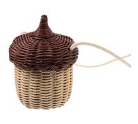 MAJORMENCH Mini Rattan Woven Acorn Crossbody Bag, Handwoven Plastic Wicker Basket with Handle, Suitable for Summer Travel, Picnic and Outdoor Activities
