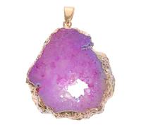 MAJORMENCH Natural Rose Red Electrogilding Agate Slice Pendant, Glossy Gemstone Charm for DIY Necklace Jewelry Craft, Decorative Agate Pendant for Women