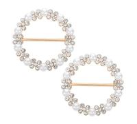 MAJORMENCH Pearl Scarf Ring Clips 2Pcs Alloy Round Buckle Slide Secure Hold for Women’S Shawls and Fashion Clothing Wraps