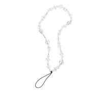 MAJORMENCH Phone Lanyard White Plastic and Glass Beads 8mm Faceted Crystal Pearl Beaded Bohemian Style Decorative Anti-lost Mobile Phone Charm Strap to Decorate Your Bags
