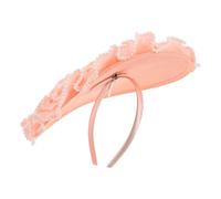 MAJORMENCH Pink Flower Fascinator Headband with Pearl and Polyester, Elegant Large Pleated Flower Design for Women, for Tea Party and Church, Embellishing Ponytails and Buns