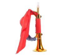 MAJORMENCH Plastic Trumpet Bugle with Blue Ribbon and Red Tassel, Handheld Cheering Horn for Stage Performance, Party, Sports Events, and Early Education Music Play