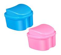 MAJORMENCH Portable Denture Case Set 2pcs Lid Travel-Sized Denture Container Daily Retainer Cup for Outdoor and Home Use