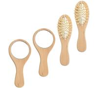 MAJORMENCH Portable Wooden Hair Brush Mirror Set 4Pcs for Travel Handheld Vanity Mirror with Comb Mini Makeup Kit for Women and