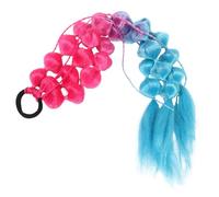 MAJORMENCH Rainbow Bubble Braided Ponytail Hair Extension, Long Synthetic Colorful Braids, Temporary Rainbow-colored Hairpiece with Hand-braided Twists, Rave and Party Hair Accessory