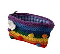 MAJORMENCH Rainbow Coin Purse Knitted Woolen Yarn as Change Bag Clutch for Everyday Use Featuring Vibrant Colors Compact Design
