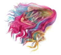 MAJORMENCH Rainbow Curly Mermaid Wig Short Synthetic Colored Hair for Women Lightweight Comfortable Fit Halloween Cosplay Party Stylish Wavy Cap