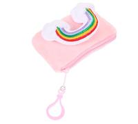MAJORMENCH Rainbow Keychain Wallet for Girls Plush Change Purse Keyring Mini Candy Color Storage Bag for Students and Everyday Use
