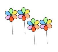 MAJORMENCH Rainbow Lawn Decor 4pcs Small Flower Windmills Outdoor Garden Toys Sunflower Wind Wheels for Boys and Girls