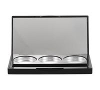 MAJORMENCH Rectangular Matte Black 3-color DIY Eyeshadow Palette with Brush Slot, Refillable Aluminum Compact Case with Double-sided Adhesive for Travel Cosmetic Storage and Blush Samples