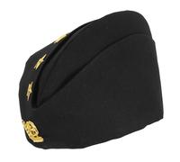 MAJORMENCH Russian Sailor Boat Hat Military Style Cap with Star and Wheat Emblem, Black Pointed Top Sailor Dance Headwear for Costume Party and Festival Accessories