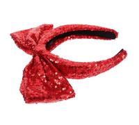 MAJORMENCH Sequin Bow Headband for Women Lightweight Hair Hoop with Glitter Details Comfortable High-volume Design Vibrant Red Accessory for Parties and Special Occasions