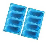 MAJORMENCH Silicone Hot Dog Molds Long Bread Forms Baking Tray for Homemade Hot Dog Buns 2pcs and Versatile Sausage Making Blue Color for Kitchen and Bakery Use
