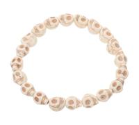 MAJORMENCH Skull Bracelet 20cm Beaded Skeleton Wristband with White Turquoise Stone Gothic Punk Jewelry for Men and Women Halloween Goth Accessories