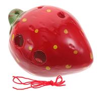 MAJORMENCH Strawberry Shaped 6-hole Ceramic Ocarina Ac Key Portable Beginner Wind Instrument Musical Toy for Children Practice and Ethnic Music