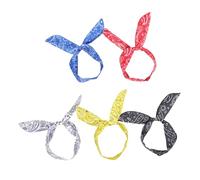 MAJORMENCH Stylish Wire Headbands and Costume Play Accessories Random Color 5pcs Paisley Printed Cloth Bunny Ears Twisted Bow Design, Multipurpose Photo Props for Women
