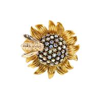 MAJORMENCH Sunflower Brooch Scarf Brooch Pin Sparkly Alloy Rhinestone Practical Easy to Get Noticed Women Proms Dating Unique Elegant Design
