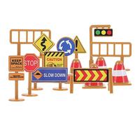 MAJORMENCH Traffic Road Sign Toy Set for Kids 30pcs Miniature Traffic Barricades and Cones Early Education Play Accessories for Children for Role Play and Micro Scene Building