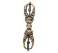 MAJORMENCH Vintage Brass Vajra Dorje Pestle Ornament with Antique Finish, Handcarved Multi-purpose Decor for Collectable or Buddhist Home Decor Use, Timeless Tibetan Design and Prosperity
