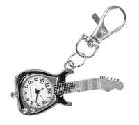 MAJORMENCH Vintage Quartz Pocket Watch Keychain with Black Guitar Design, Backpack Pendant and Purse Hanging Decoration, Creative Couple Gift for Students and Men