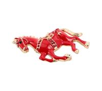 MAJORMENCH Vintage Red Horse Brooch Pin with Rhinestone Alloy Material, Elegant Enamel Design for Parties and Daily Style Enhancement, Versatile Fashion Accessory with Luxurious Touch in 2026
