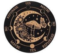 MAJORMENCH Wooden Divination Tool Board 15cm Black Tarot Shape with Quartz Crystal Spiritual Pendulum Dowsing Board for Witchcraft and Metaphysical Message Reading