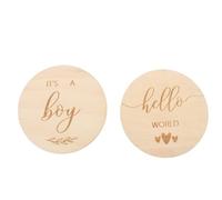 MAJORMENCH Wooden Growing up Commemorative Cards 2pcs Set, 10cm Diameter round Photo Props for Growth Celebration, Newborn Monthly Memory Keepsake
