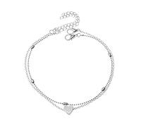 MAJORWARAP Ankle Bracelets for Women,Summer Beach Layering Silver Ankle Bracelets for Women Non Tarnish Waterproof Anklet Summer Fashion Jewelry Gift for Women Ankle Bracelet, L, Brass, unmounted
