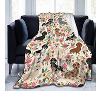 Majoug Cute Dachshund Pattern Sausage Pattern Throw Blanket Soft Lightweight Cozy Premium Flannel Warm Bed Blanket for Bedroom Living Couch All Seasons 50"X40"